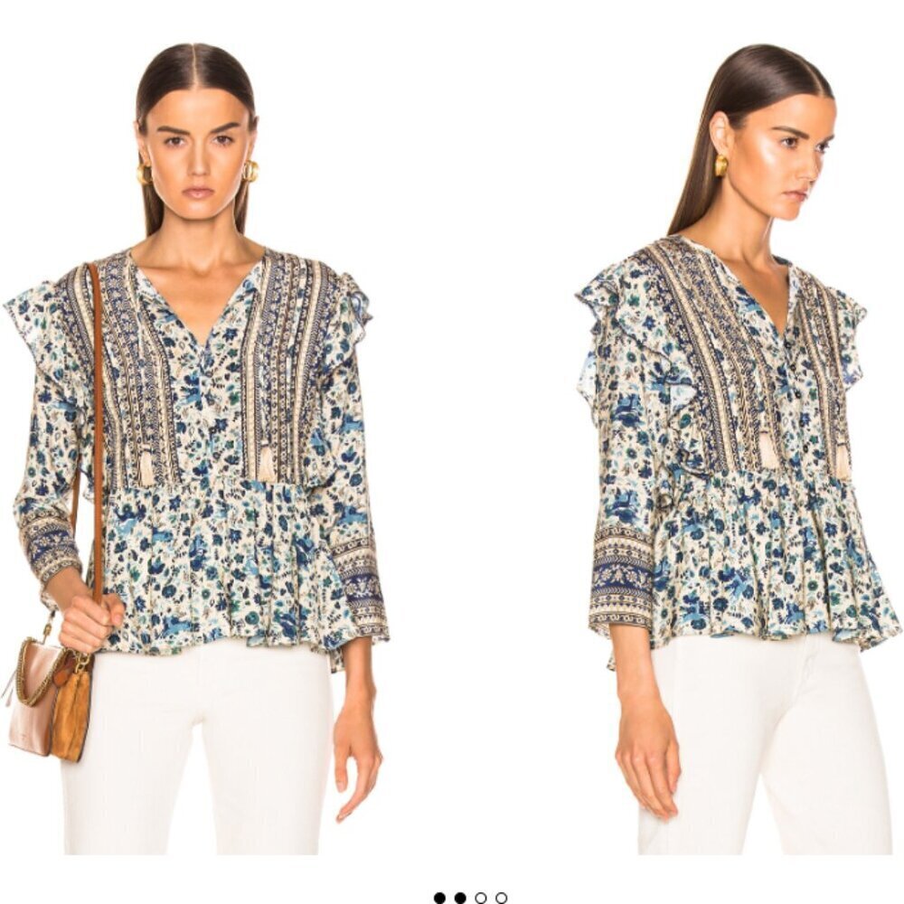 Sea New York Silk Doe Floral Print Long Sleeve Blouse Size 0